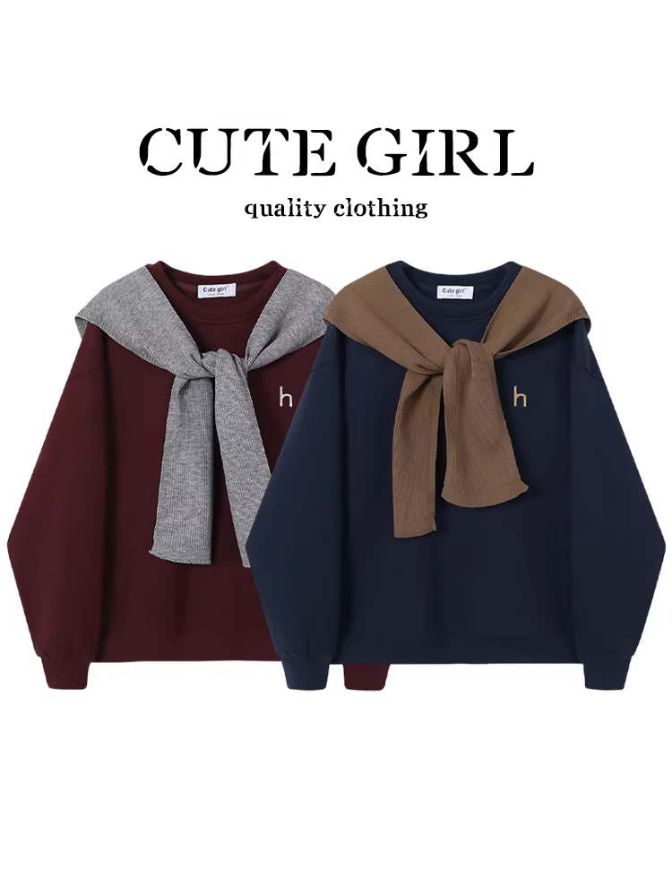 Áo len chui đầu cổ tròn phong cách retro giản dị dễ thương dành cho nữ, áo len cổ tròn thời trang mùa thu đa năng đơn giản