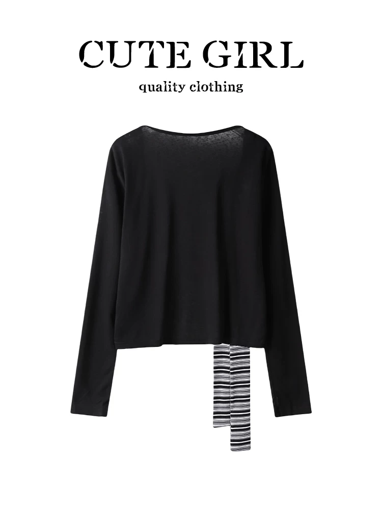 Bộ trang phục hoàn chỉnh phong cách Hàn Quốc của CuteGirl dành cho nữ, thiết kế mùa hè, áo cardigan đen và áo hai dây hai mảnh