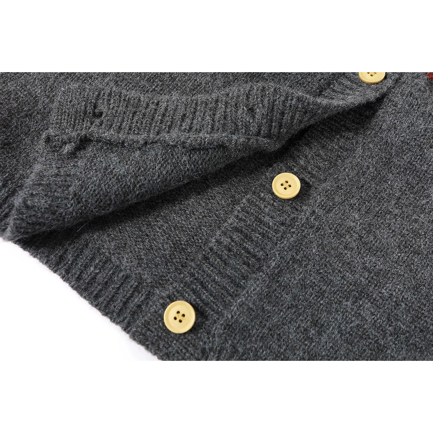 Áo khoác len màu xám mềm mại phong cách cổ điển CuteGirl Fair Isle dành cho nữ mùa thu đông Áo cardigan dệt kim lười biếng phong cách Hàn Quốc
