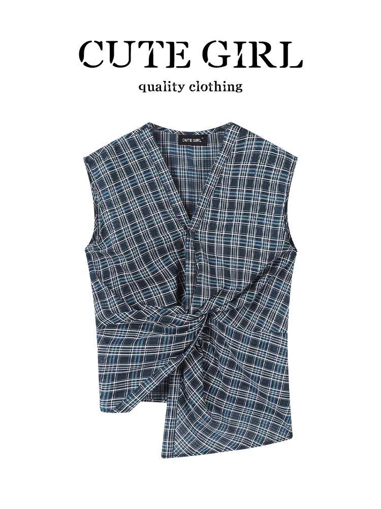 Áo vest không tay cổ chữ V kiểu cổ điển Hàn Quốc dễ thương dành cho nữ, thiết kế mùa hè với áo ôm eo độc đáo