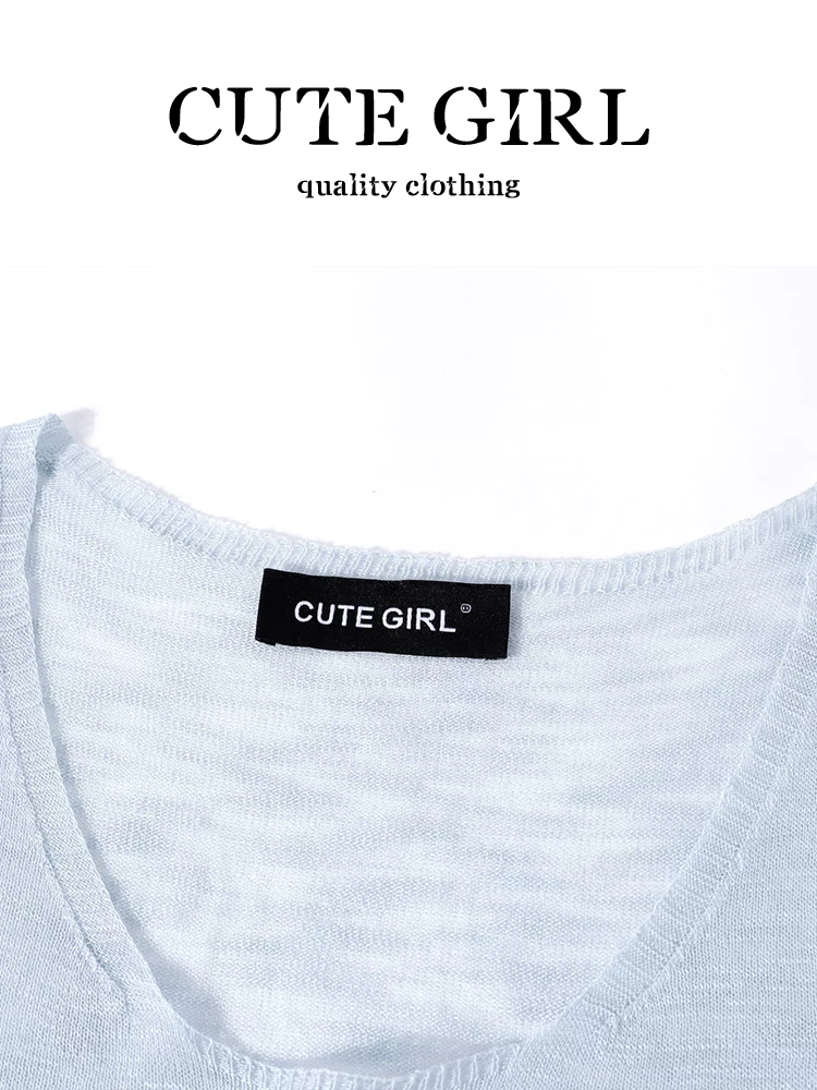 CuteGirl phong cách Hàn Quốc niche retro áo vest dệt kim khoét lỗ áo yếm xếp lớp áo hai mảnh dành cho nữ mùa hè