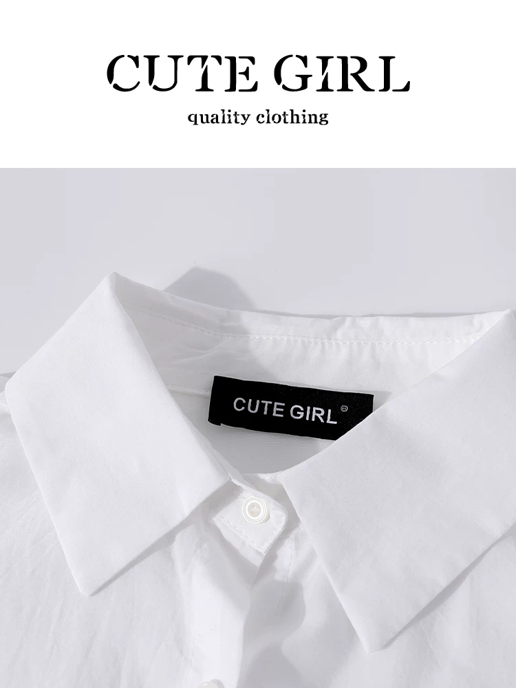 Bộ đồ thời trang Hàn Quốc CuteGirl dành cho nữ, áo chống nắng màu trắng mùa hè có in chữ, bộ hai mảnh