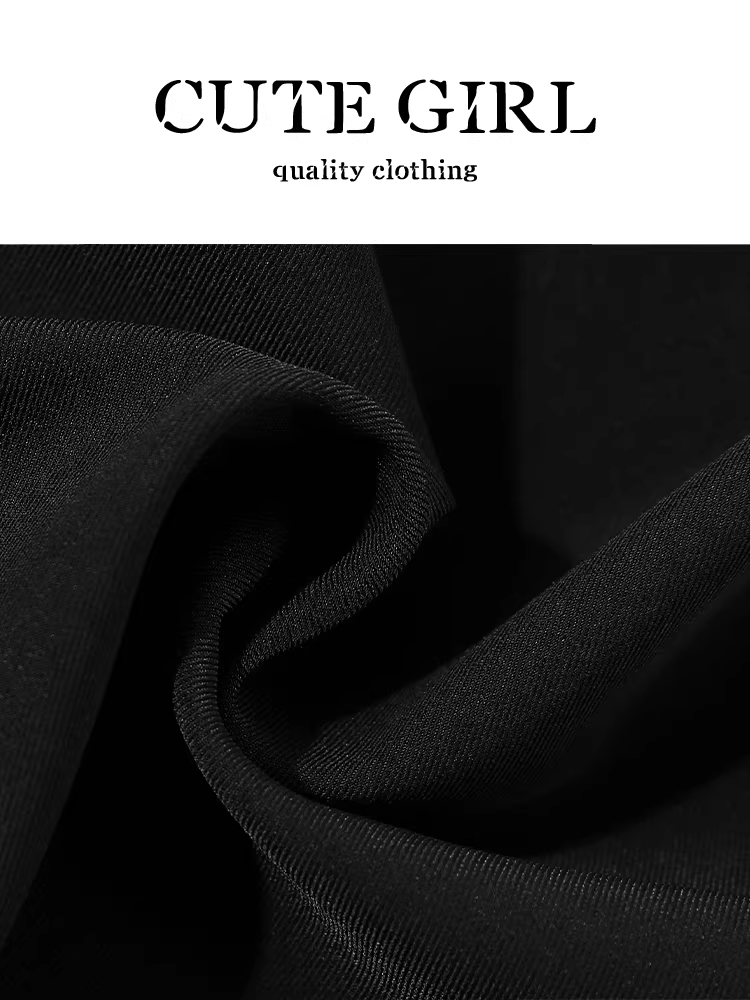 Quần âu dáng rộng màu đen cổ điển kiểu Hàn Quốc của CuteGirl dành cho nữ, quần ống rộng đa năng để đi làm vào mùa thu