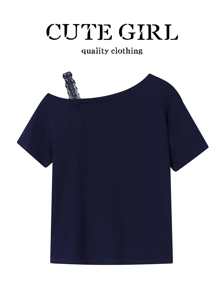 CuteGirl Áo thun ngắn tay phong cách ngọt ngào và cay cay kiểu Hàn Quốc dành cho nữ mùa hè in chữ