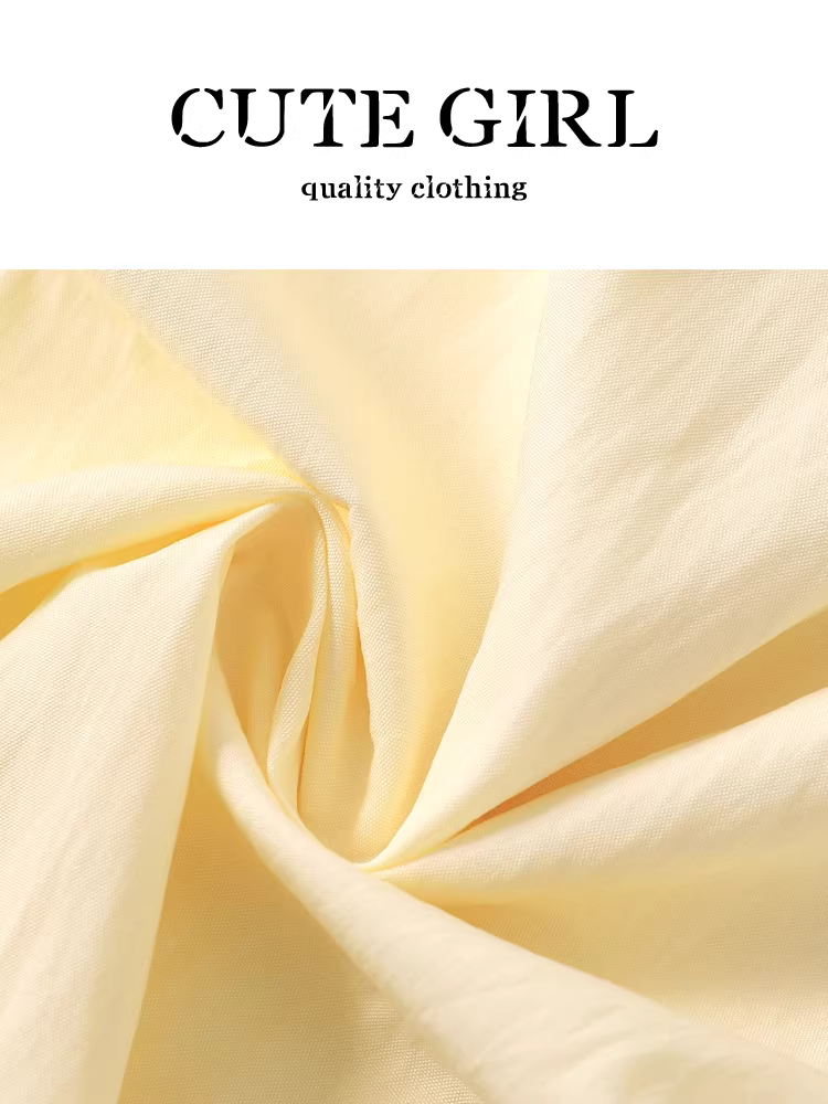 Váy dây rút màu vàng cao cấp phong cách Hàn Quốc dành cho nữ, váy chữ A dáng rộng lưng cao mùa hè