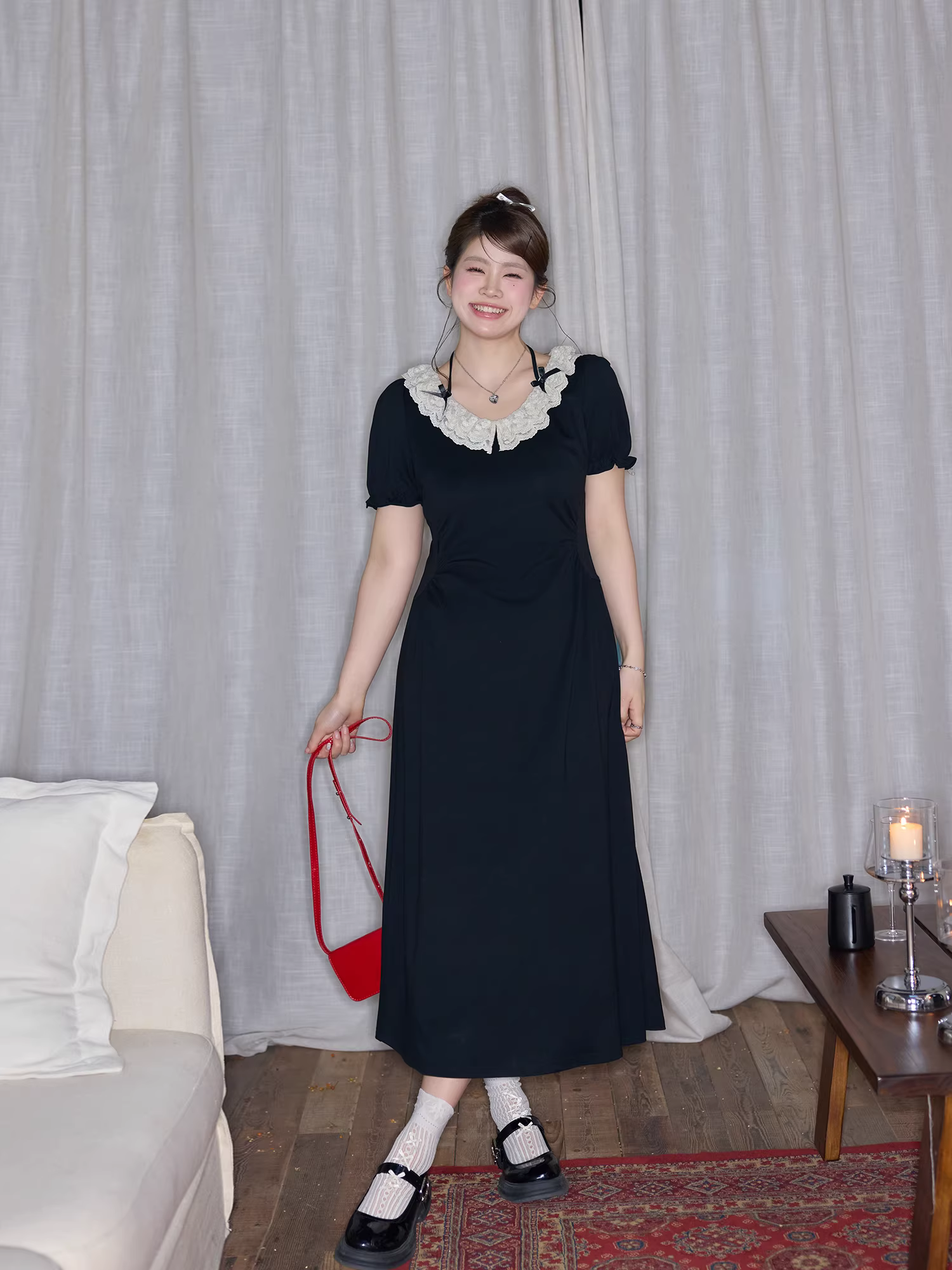 Quần áo nữ cỡ lớn dành cho người lớn, váy dự tiệc thon gọn cho các cô nàng mũm mĩm, váy đen nhỏ kiểu cổ điển của xã hội quý tộc Pháp.