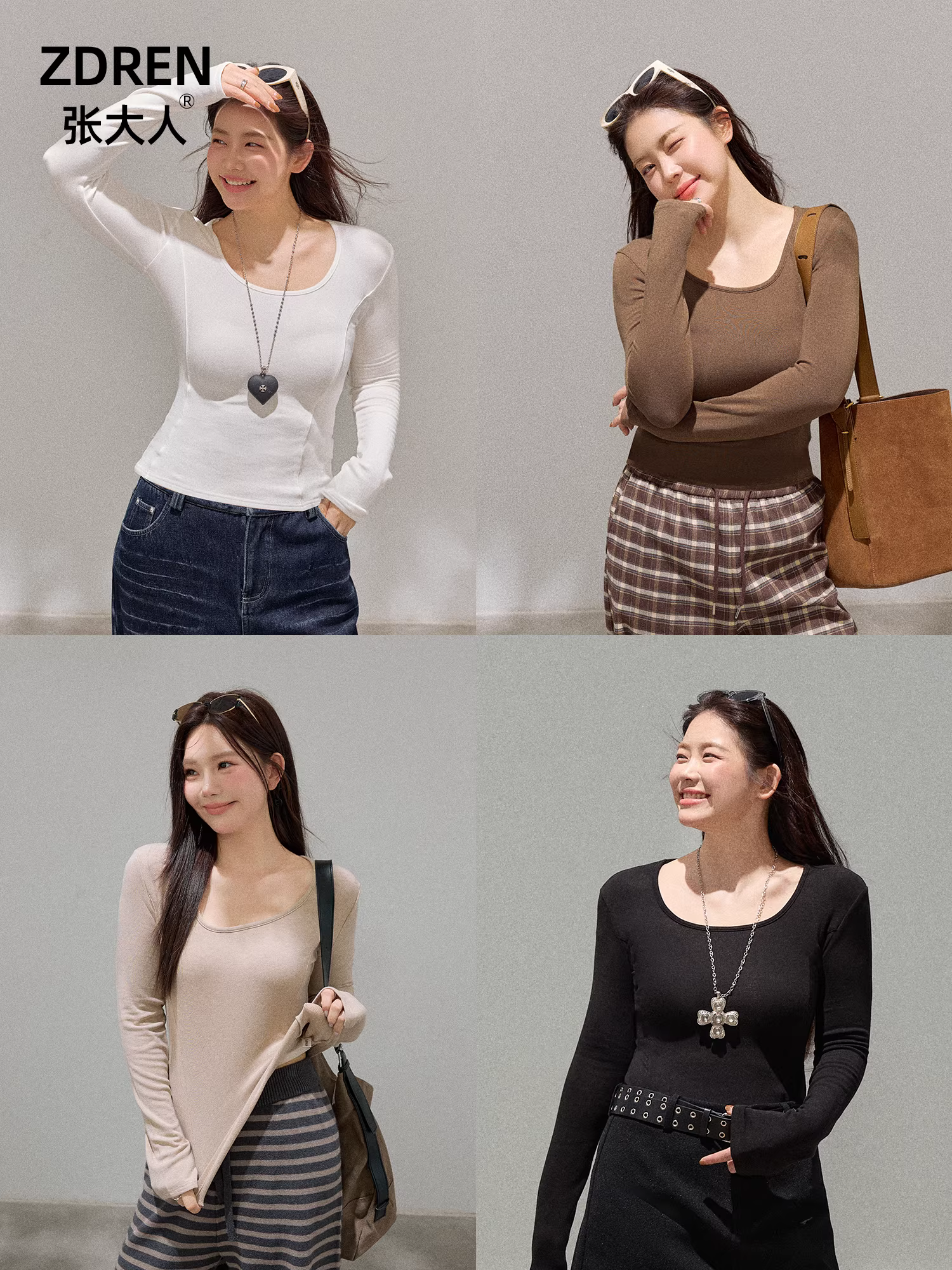 Zhang Daren 2025 Quần áo nữ cỡ lớn mới thu đông dành cho các cô gái mũm mĩm, áo sơ mi cơ bản giúp giảm béo, áo thun dệt kim màu đen