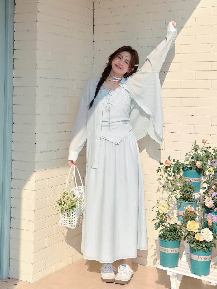 Quần áo nữ cỡ lớn dành cho các cô gái mũm mĩm, bộ đồ giảm béo, áo kiểu dịu dàng, váy chữ A