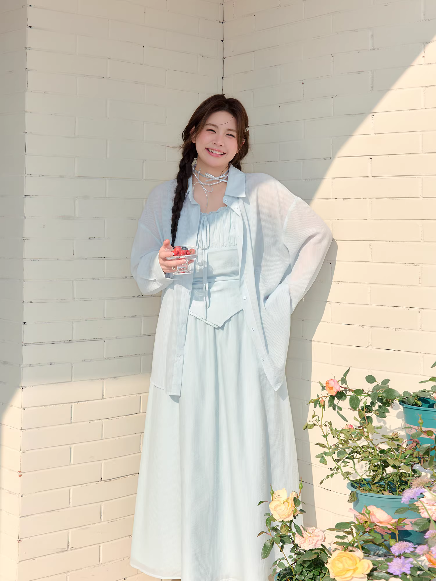 Quần áo nữ cỡ lớn dành cho các cô gái mũm mĩm, bộ đồ giảm béo, áo kiểu dịu dàng, váy chữ A