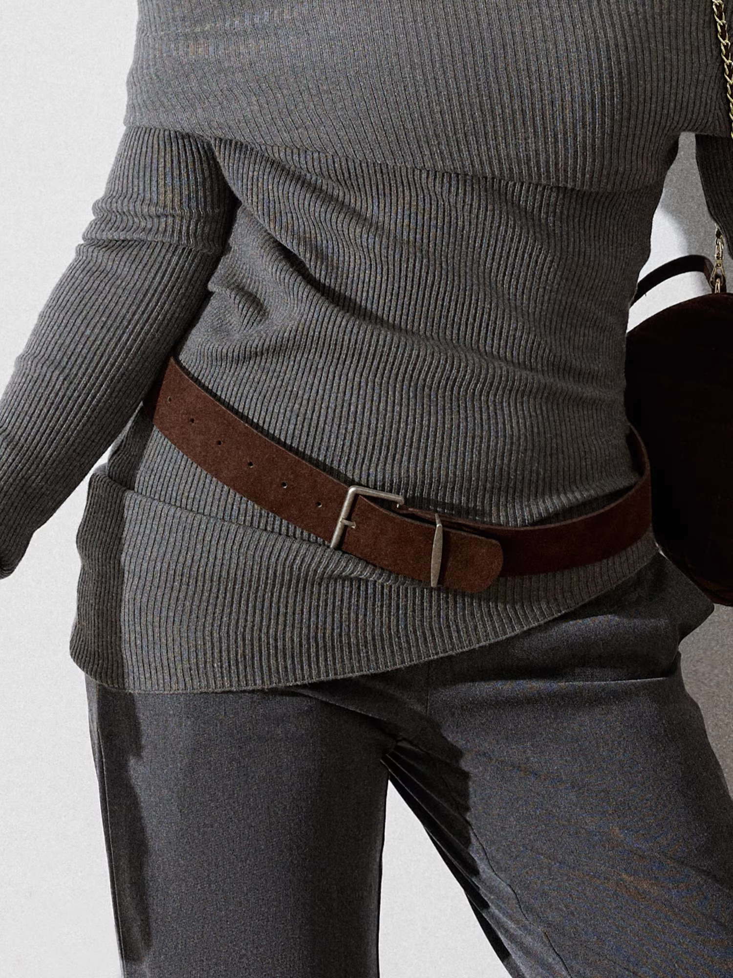 Thắt lưng da nâu kiểu Hàn Quốc đơn giản và thanh lịch của Zhang Daren dành cho nữ, phong cách tiền cổ điển, thắt lưng da lộn mỏng Melard để trang trí eo.