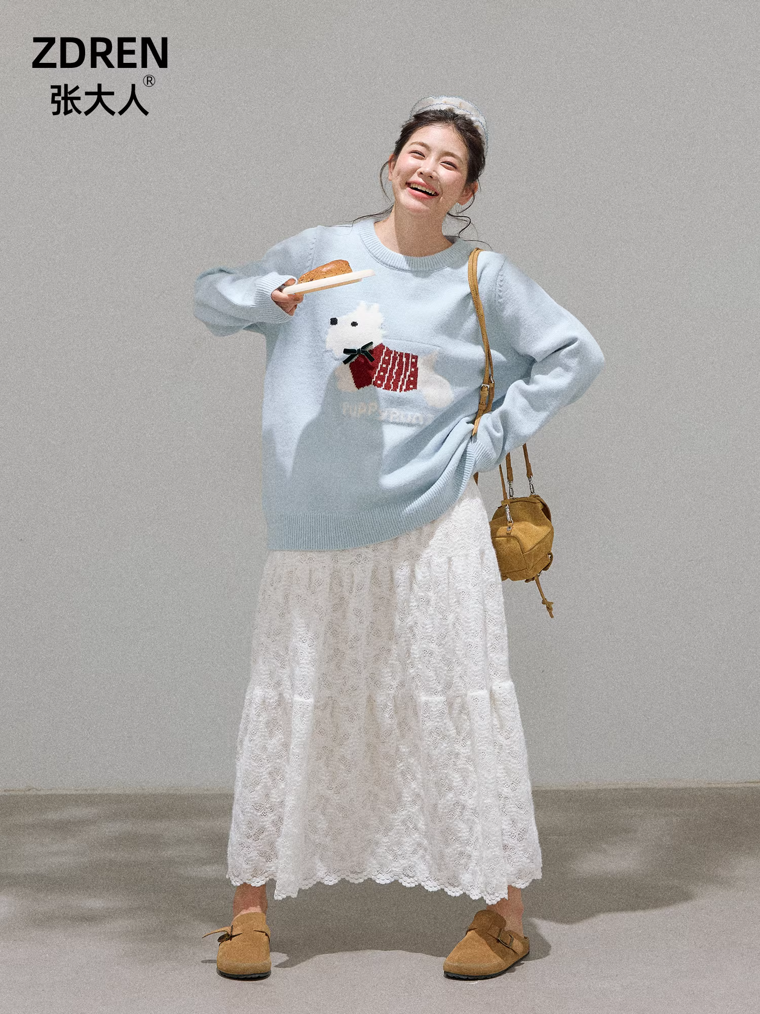 Zhang Daren 2025 bộ quần áo mới dành cho nữ cỡ lớn dành cho các cô gái mũm mĩm, bộ đồ giảm béo, áo len rộng rãi giảm tuổi tác, váy chữ A