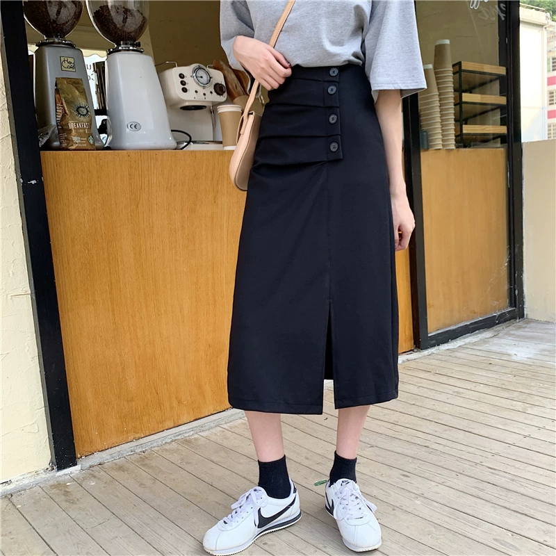 Váy midi dáng chữ A cao eo, bất đối xứng, dành cho nữ, size lớn, mùa hè, có đường xẻ che hông, tôn dáng, váy bút chì ôm hông dành cho nữ cỡ lớn.