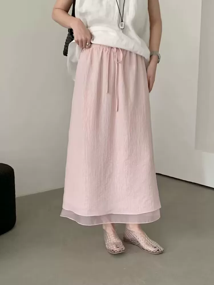 Váy midi màu trơn lưng cao, kiểu dáng mỏng nhẹ mùa hè, size lớn cho người dáng quả lê, váy thẳng, dài ngang đùi có đường xẻ phía sau, váy chữ A.