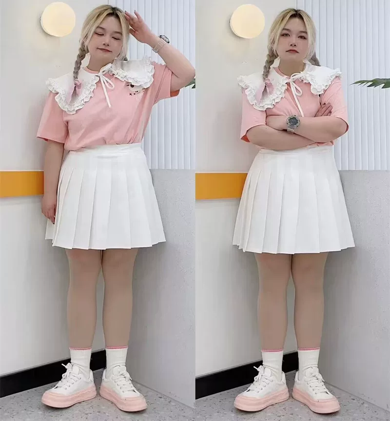 Váy xếp ly trắng cỡ lớn dành cho phụ nữ nhỏ nhắn, váy chữ A, váy đen 100% off váy, váy ngắn, váy hồng thon gọn, váy nửa thân.