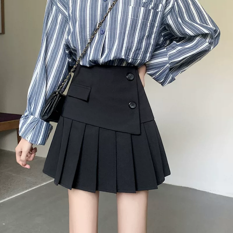 Váy xếp ly, váy ngắn, size lớn, váy lệch vai, hè 2024, che bụng, che đùi to, váy chữ A, váy size lớn, váy công sở