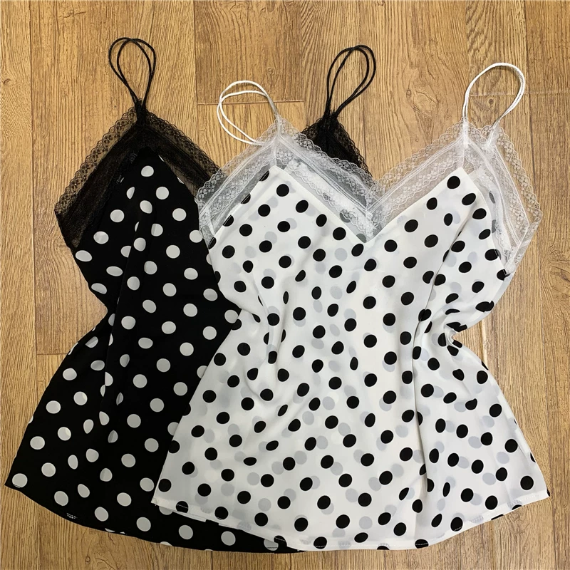 Áo yếm cỡ lớn dành cho nữ, mặc bên trong hoặc bên ngoài có chấm bi, áo sơ mi cổ chữ V viền ren 100kg