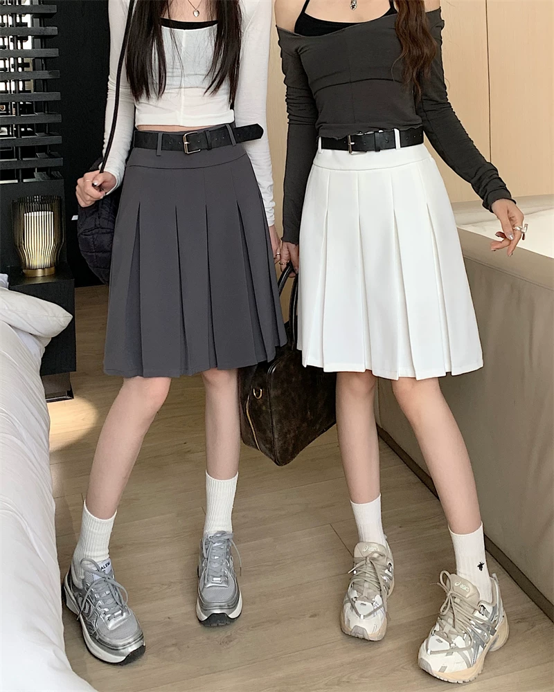 Váy xếp ly cao cấp cỡ lớn dành cho nữ, váy ngắn dáng chữ A cạp cao tôn dáng mùa xuân hè với thiết kế tinh tế, phong cách preppy.