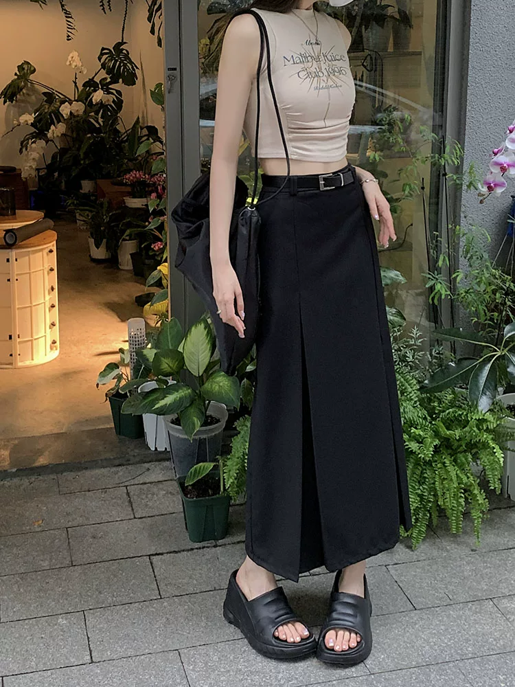 Váy vest xẻ tà màu xám cao cấp dành cho nữ, thiết kế thu gọn dáng người, kiểu dáng chữ A độc đáo, váy dài ôm hông phong cách retro.