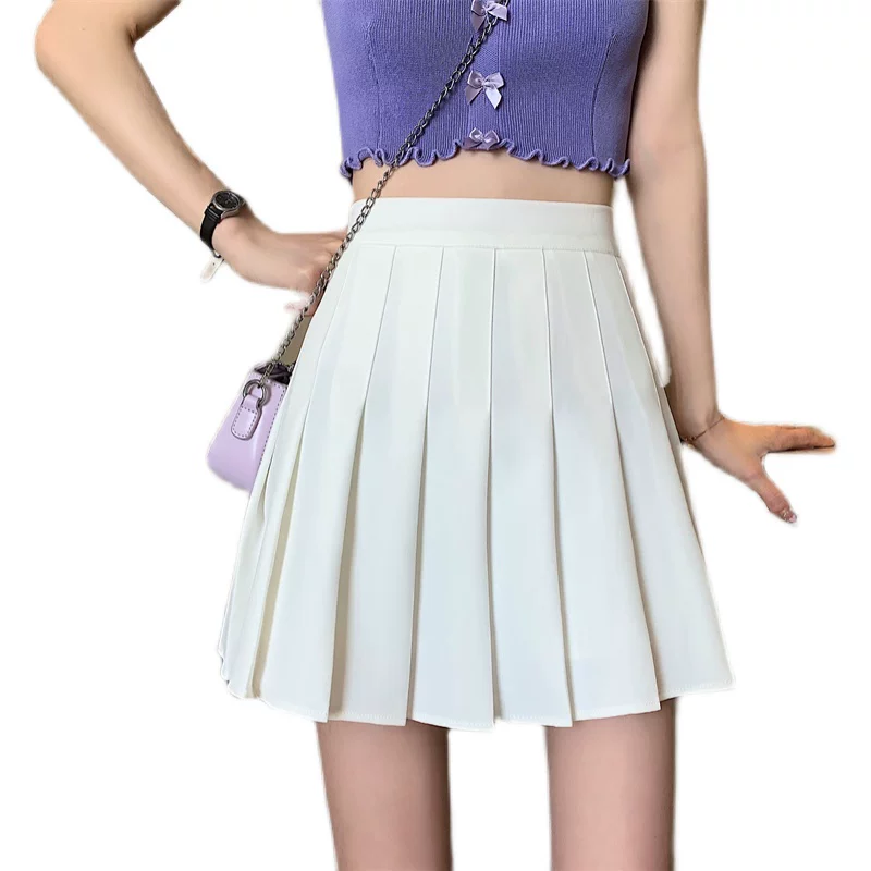 Váy xếp ly nữ, size lớn, dành cho người mũm mĩm, mùa xuân hè, cạp cao, phong cách preppy, dáng chữ A, váy ngắn kiểu JK mới năm 2023