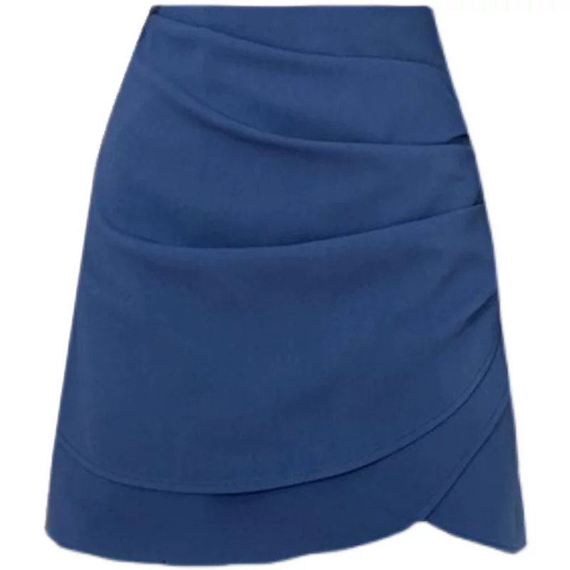 Váy xếp ly trắng không đều, thiết kế cỡ lớn, váy chữ A có xẻ tà, váy ôm hông, váy ngắn che bụng lưng cao mùa hè