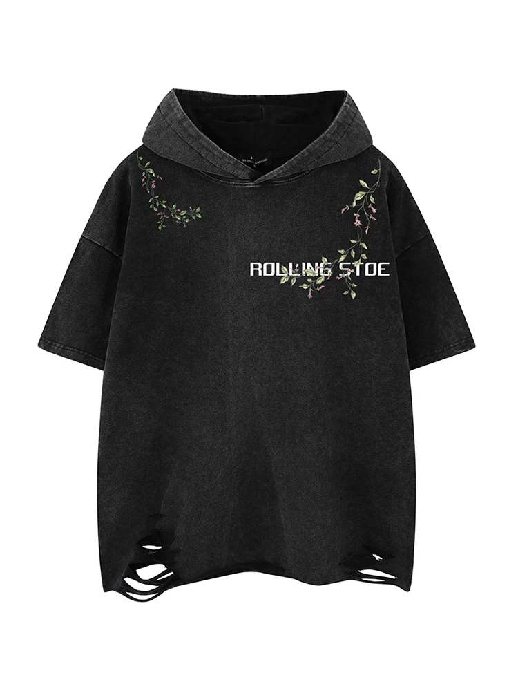 Từ sao Hỏa đã bỏ lỡ mùa nở hoa, mùa hè đau khổ, in họa tiết rách, thiết kế unisex, áo thun ngắn tay có mũ trùm đầu