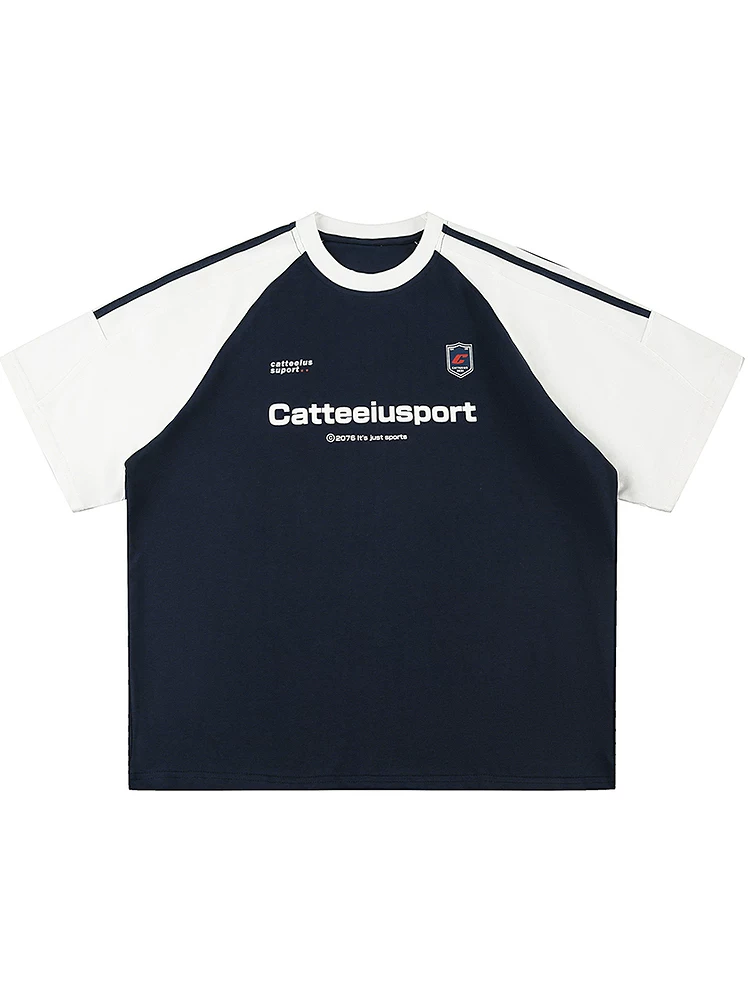 Từ Mars chính thức ra mắt áo thun ngắn tay dáng rộng in chữ raglan theo phong cách Mỹ, in chữ raglan, chất liệu cotton nguyên chất, kiểu dáng rộng rãi BF