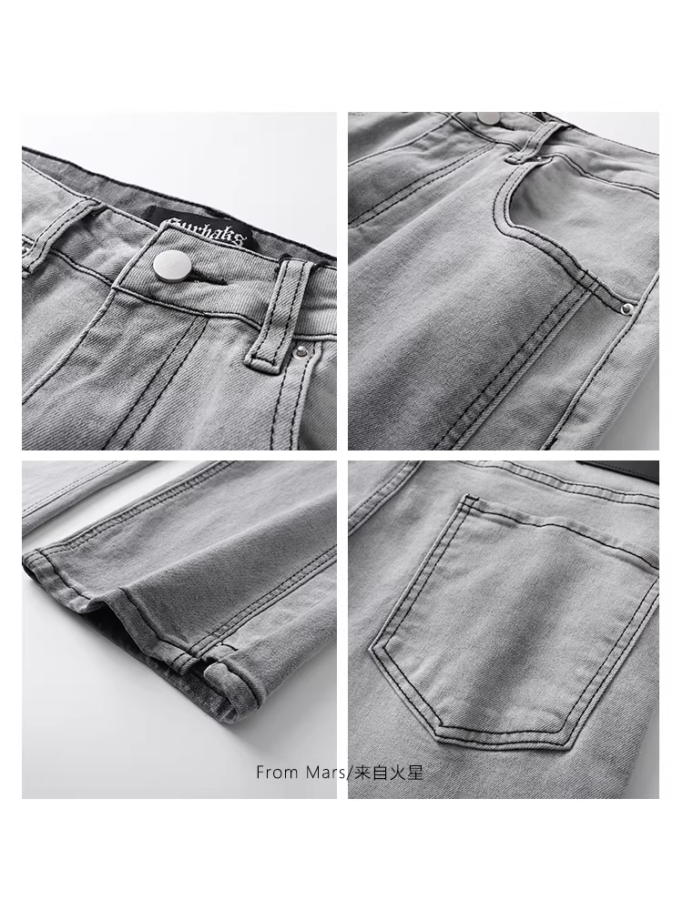 Quần jeans ống đứng dáng rộng, cạp cao, phong cách Mỹ, chất liệu washed, kiểu dáng xu hướng, dành cho cặp đôi.