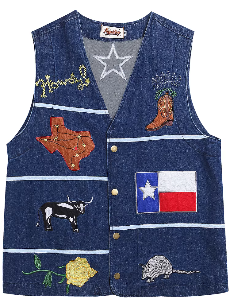 From Mars Denim Rose Thiết kế thương hiệu hợp thời trang Áo khoác ngoài thêu đường phố Vintage Loose Vest BF