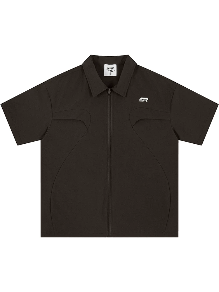 Từ sao Hỏa, sẵn sàng thách thức, thiết kế ve áo màu trơn hợp thời trang, áo sơ mi ngắn tay unisex rộng rãi và đa năng BF.