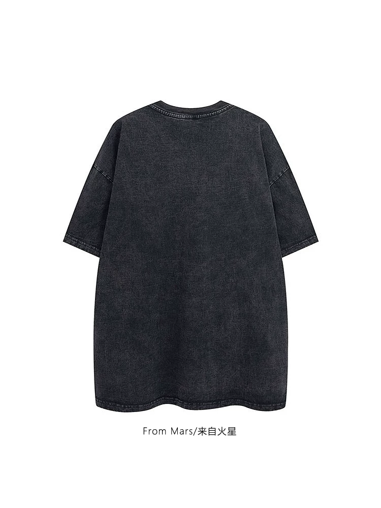 Từ sao Hỏa phá vỡ định kiến ​​Phong cách đường phố hợp thời trang Áo thun ngắn tay dáng rộng Unisex dáng rộng mùa hè