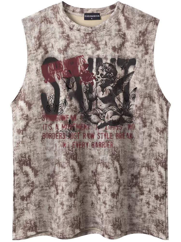 Từ chủ đề cứu hộ sao Hỏa Phong cách đường phố châu Âu và Mỹ Áo vest không tay cổ tròn dáng rộng mới