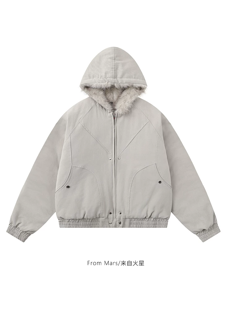 Từ sao Hỏa, có thể dễ dàng mua được, áo khoác cotton có mũ trùm đầu dành cho cặp đôi, màu trơn, ấm áp và phong cách, rộng rãi và đa năng.