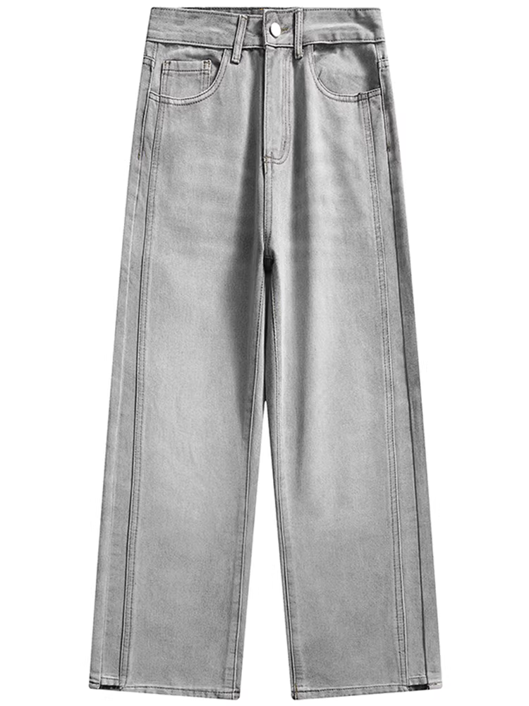 Quần jeans ống đứng dáng rộng, cạp cao, phong cách Mỹ, chất liệu washed, kiểu dáng xu hướng, dành cho cặp đôi.