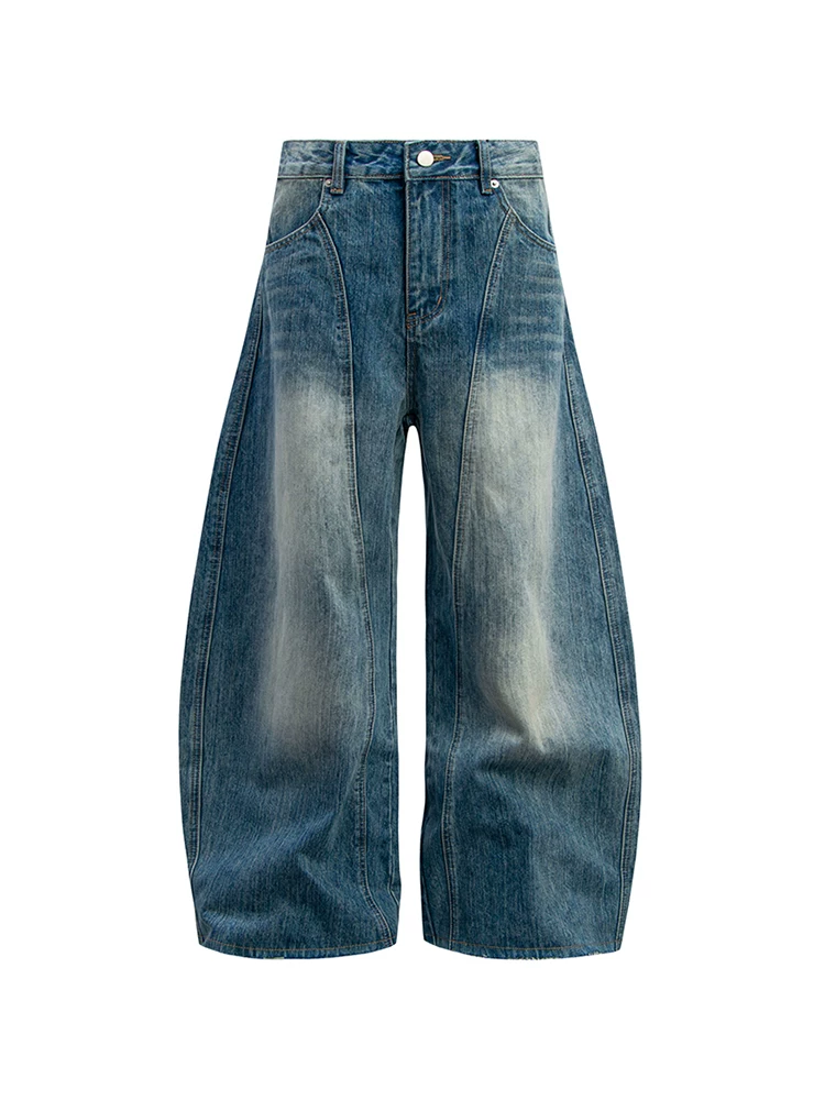 Quần denim unisex đa năng phong cách retro Mỹ, kiểu dáng hip-hop, chất liệu denim đã qua xử lý, họa tiết hình kiếm, thương hiệu Mars Time Travel