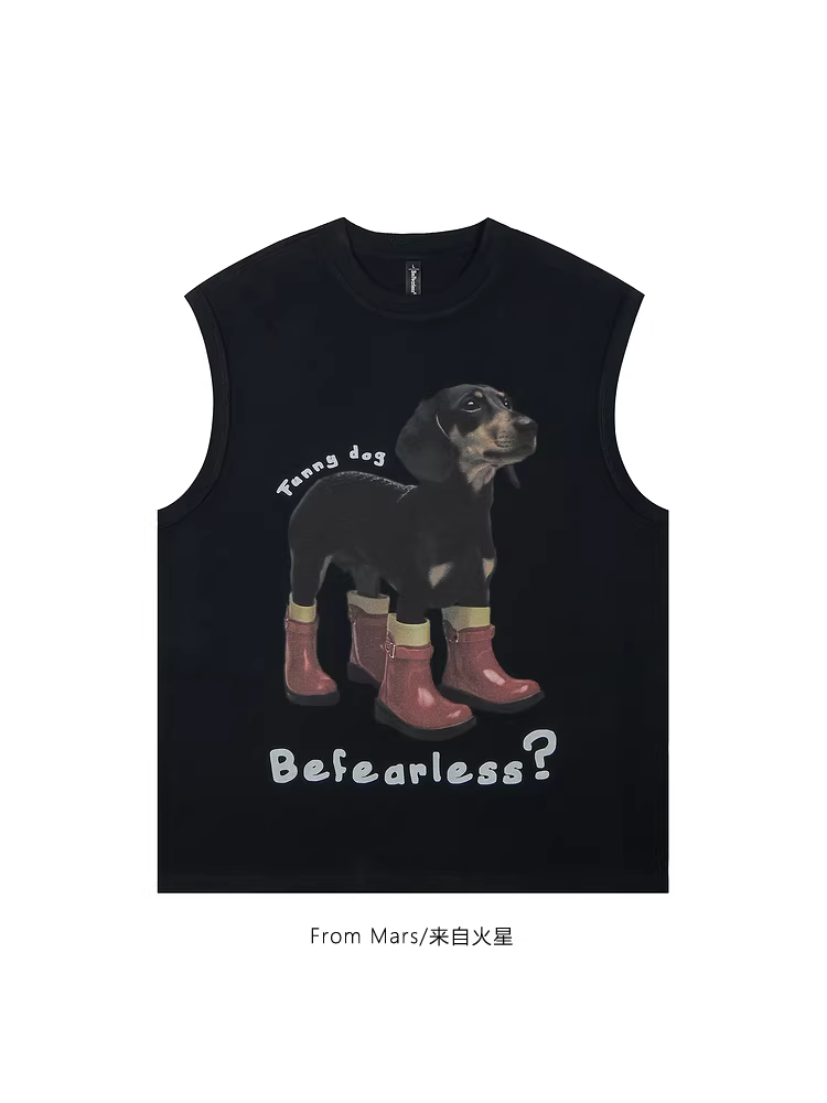 Từ sao Hỏa mang giày áo thun không tay in hình động vật hip-hop áo vest thể thao dáng rộng hợp thời trang