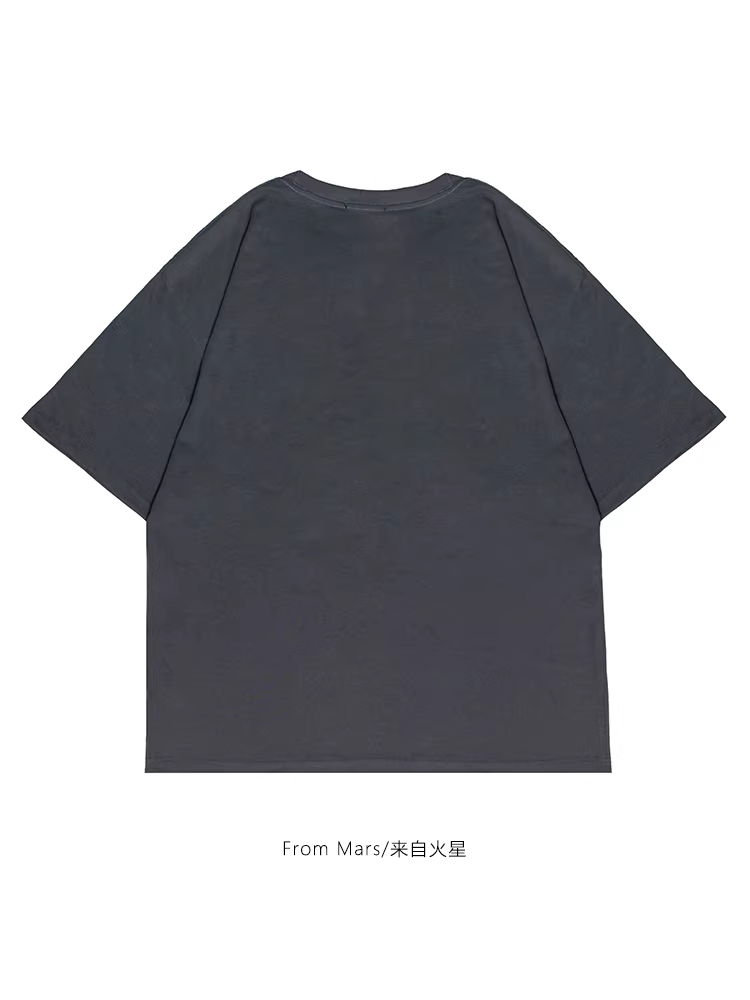 Từ sao Hỏa, đây là một ngày tuyệt đẹp, áo thun ngắn tay cổ tròn in hình hoạt hình dễ thương, phong cách mùa hè dành cho cặp đôi rộng rãi