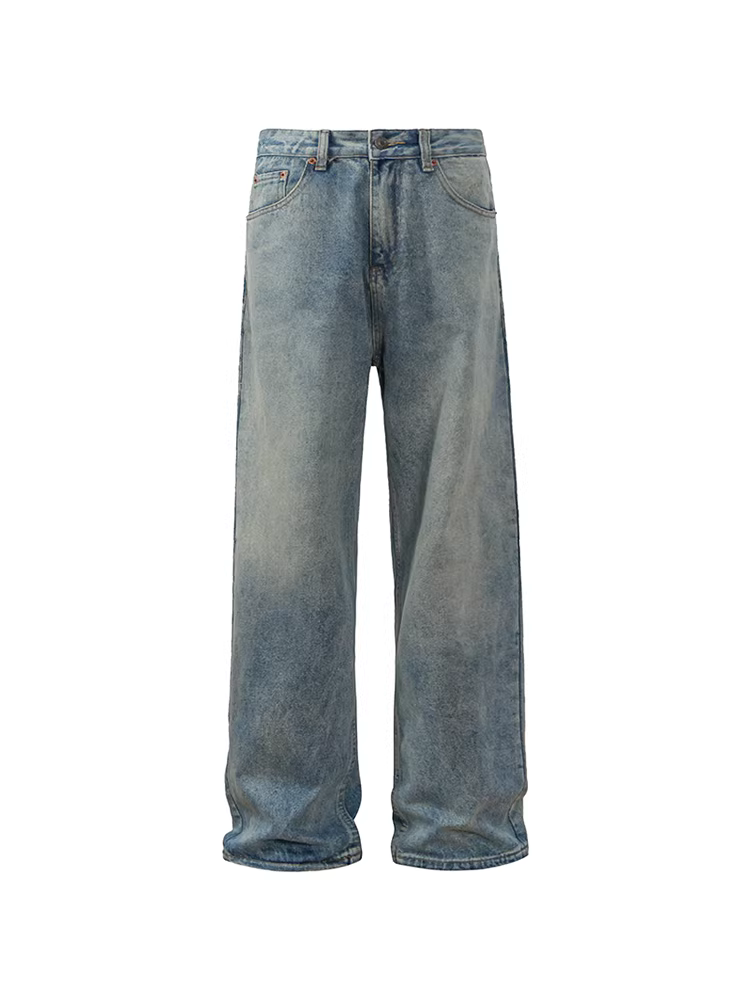 Từ sao Hỏa, thờ ơ đối với mọi thứ, quần denim dáng thẳng unisex phong cách retro thời thượng, rộng rãi, đa năng