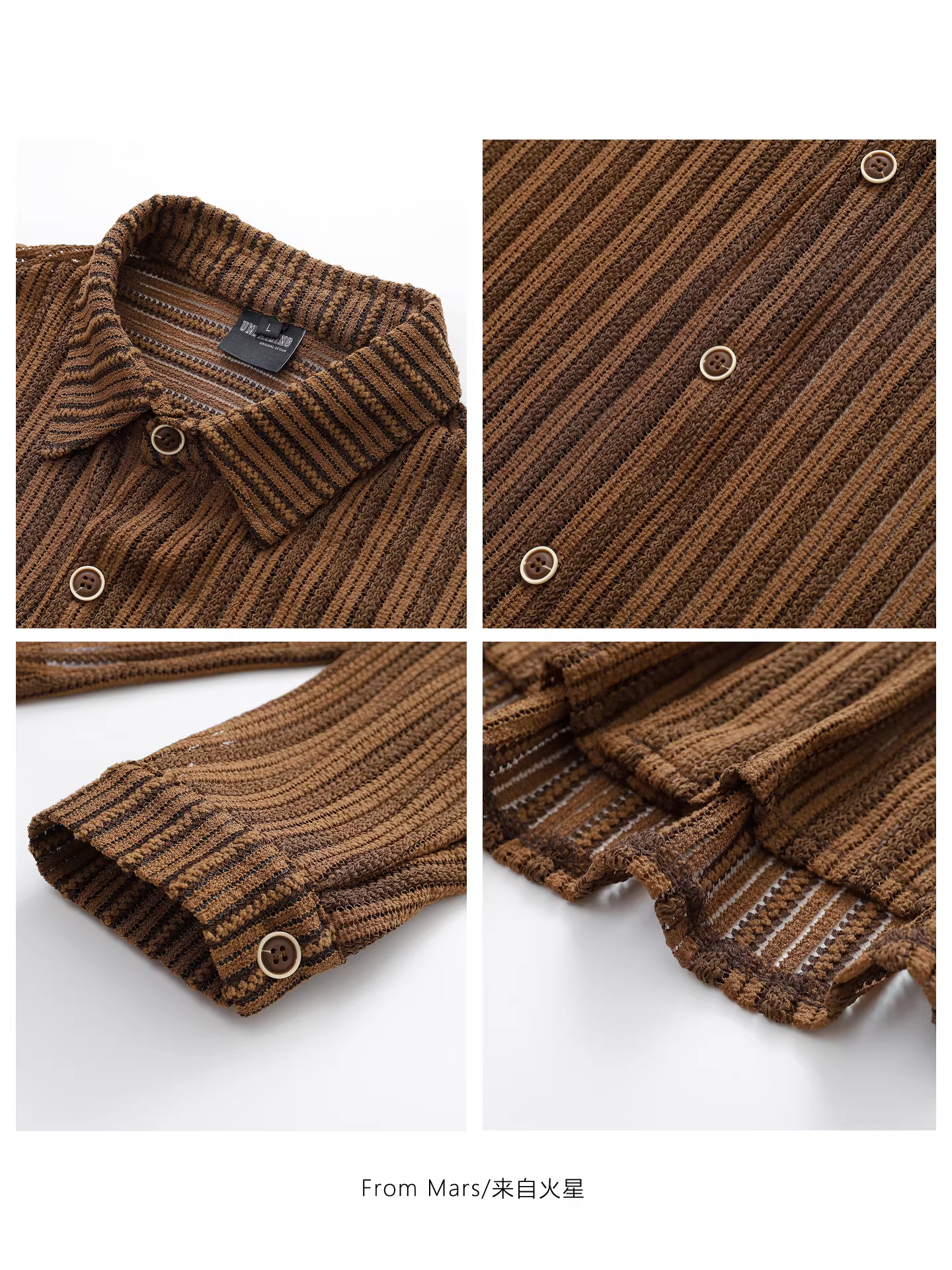 Từ sao Hỏa, trời đang mưa lớn, thời tiết xấu. Áo sơ mi dài tay sọc ngang phong cách đường phố Mỹ dành cho nam và nữ, phong cách BF đa năng.