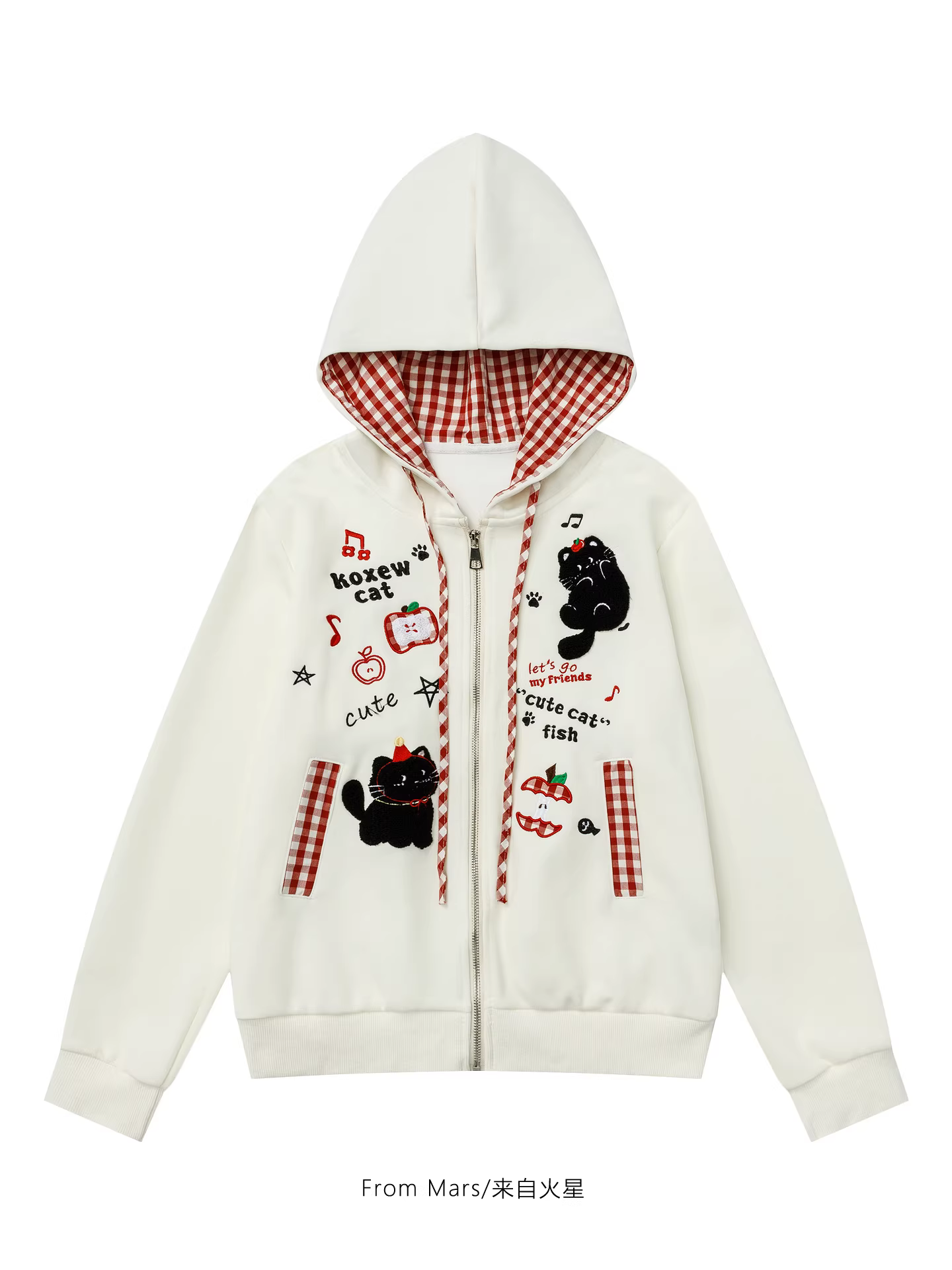 Từ sao Hỏa, chú mèo lười có một ngày, áo hoodie có hình chú mèo rất phù hợp.