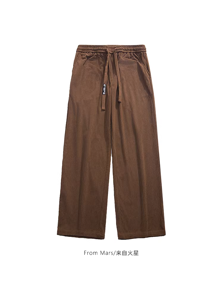 Từ sao Hỏa Quần ống rộng thẳng kiểu cổ điển phong cách Hồng Kông không thể tả được, màu trơn, đa năng, dáng rộng, thoải mái dành cho nam và nữ