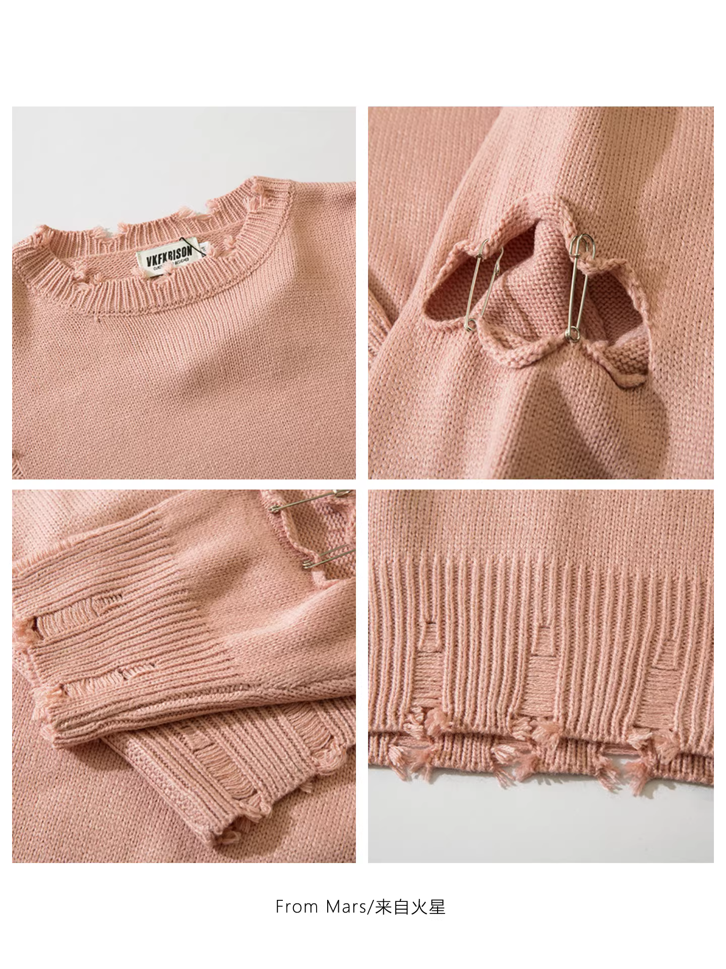 Áo len dệt kim cổ tròn dáng rộng thiết kế thông thường hàng ngày của Mars dành cho nam và nữ