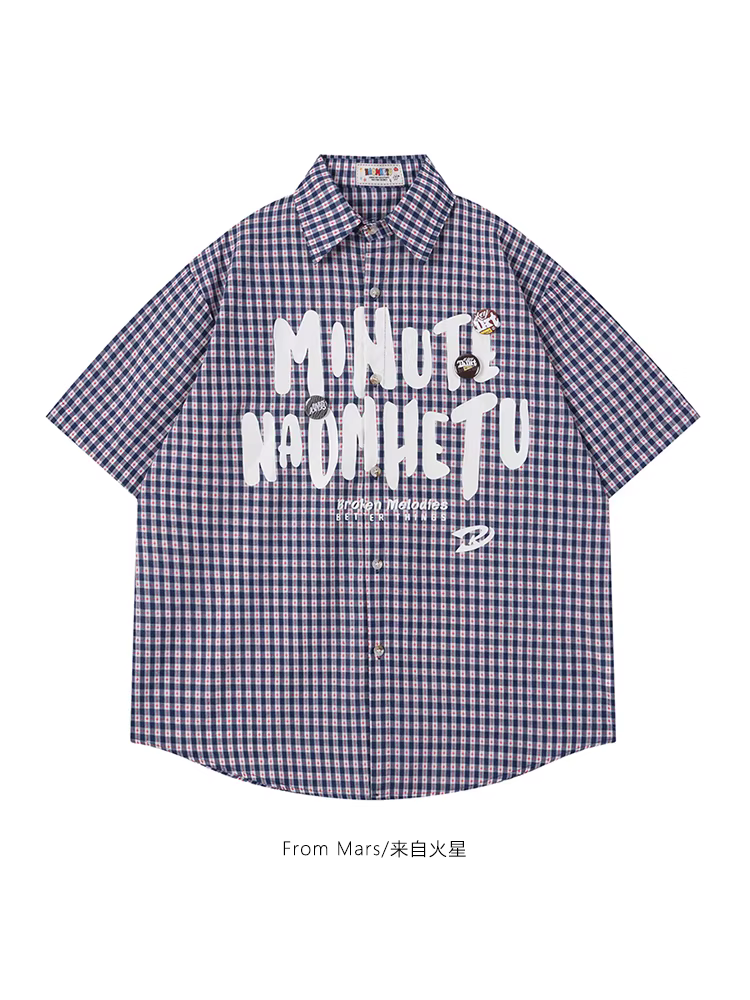 Từ Mars Love Life Áo cardigan ngắn tay in chữ màu tương phản theo xu hướng quốc gia dành cho các cặp đôi