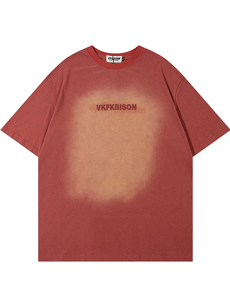 Từ sao Hỏa, đừng tranh cãi, thiết kế màu gradient đã qua xử lý, áo thun ngắn tay unisex dáng rộng phong cách hip-hop mùa hè.