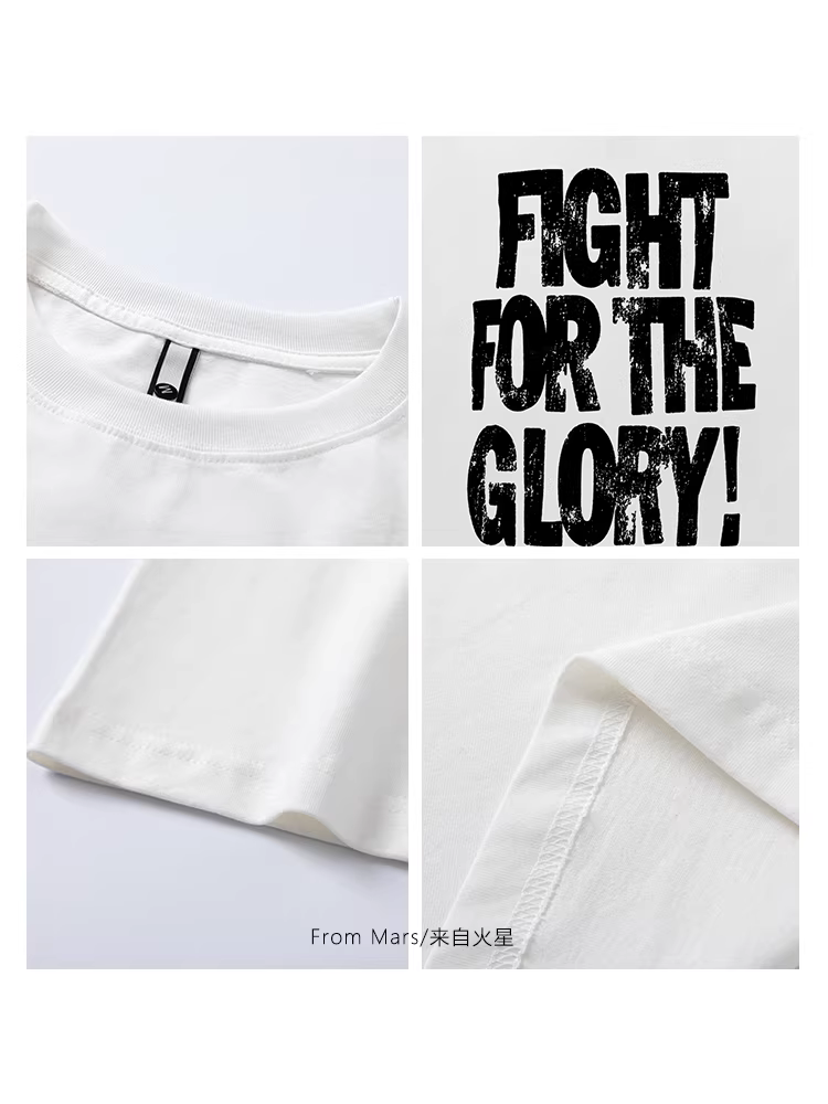 From Mars For Honor Áo thun ngắn tay in chữ đơn giản phong cách Mỹ dáng rộng giản dị đa năng xu hướng cặp đôi