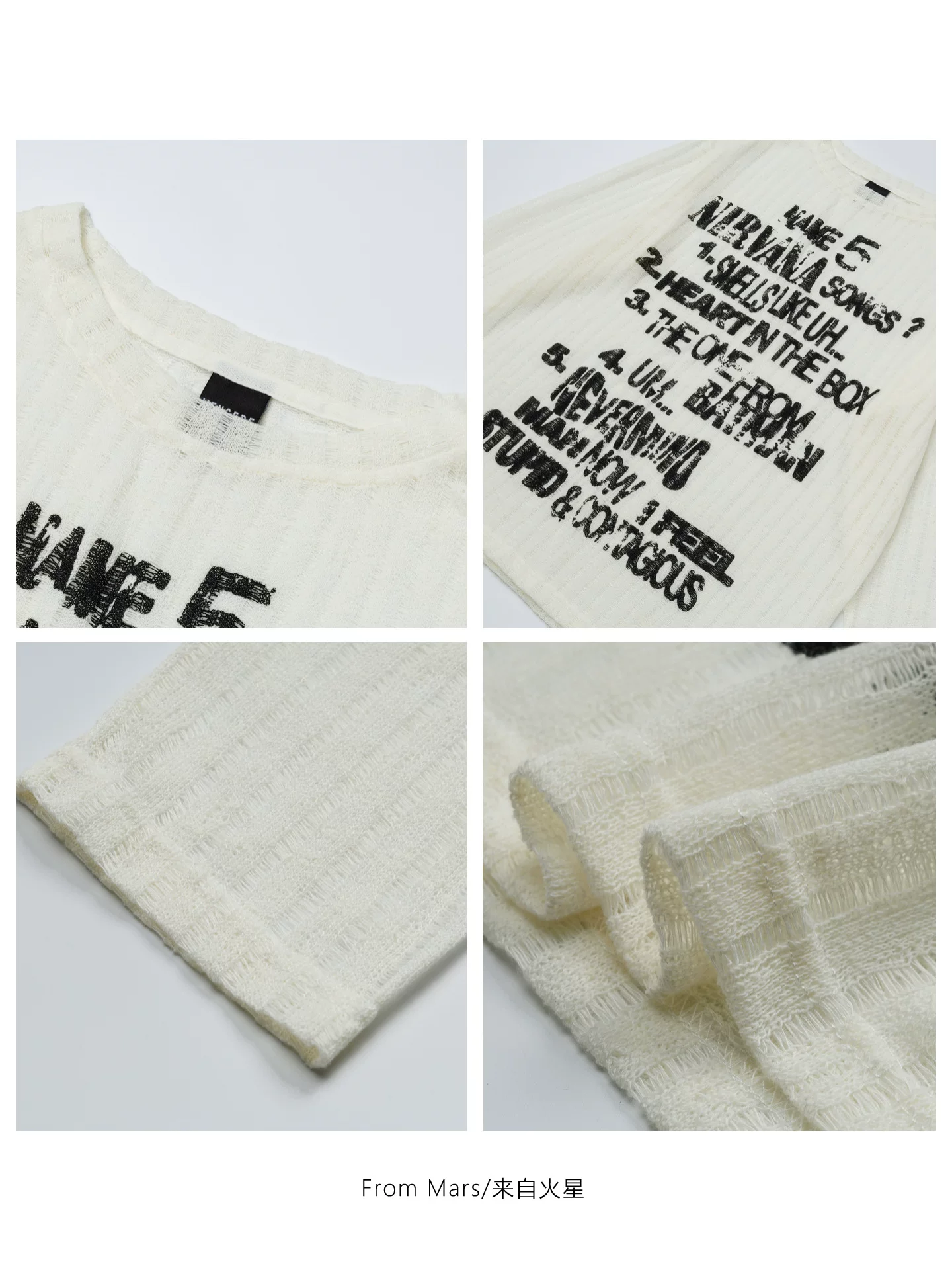 From Mars Rare Occasion High Street Fashion Ins Letter Print Loose Casual Áo thun dài tay thương hiệu thời trang dành cho nữ