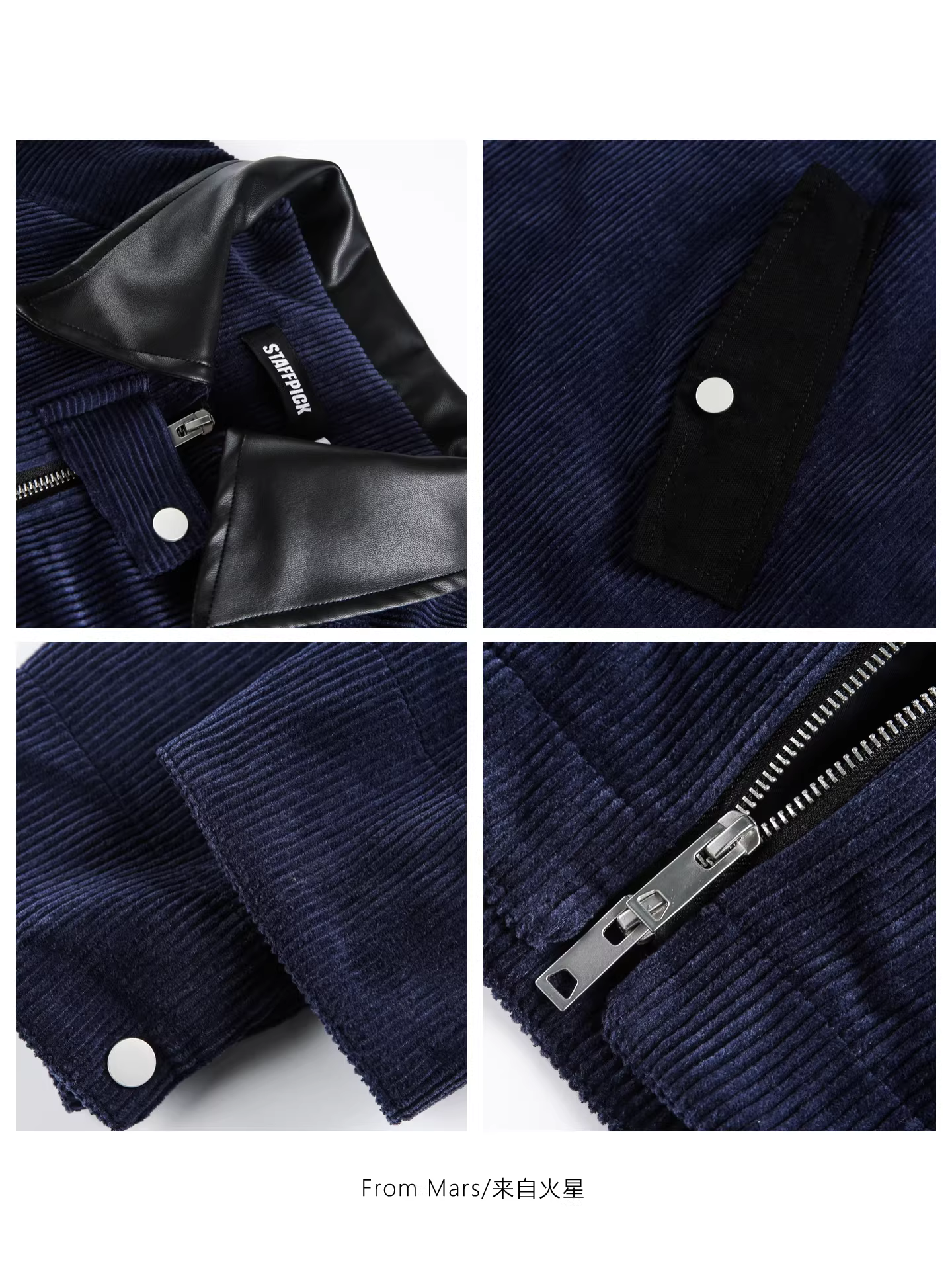 Từ sao Hỏa Niềm vui và hòa bình Thiết kế ve áo thời trang thu đông Áo khoác da dáng rộng đa năng có cổ chắp vá