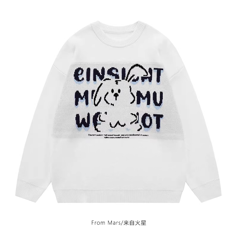 Áo len dệt kim in hình thỏ Mars Split dáng rộng