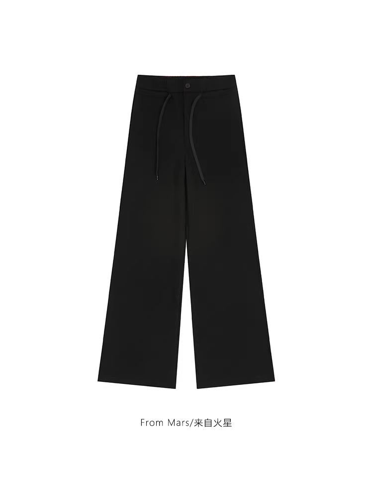 Từ sao Hỏa Không có tin tức Đường phố cao cấp Phong cách thể thao Thiết kế màu trơn Quần ống rộng đa năng Quần thường ngày