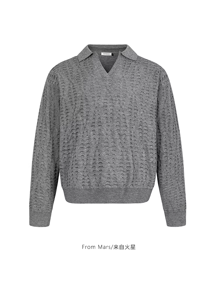 Từ sao Hỏa đến nơi đúng hẹn, thiết kế rách theo phong cách Mỹ, áo len dệt kim dáng rộng cổ điển đa năng màu trơn.