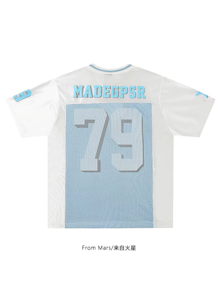 From Mars Thousand Words Thương hiệu thời thượng Ins Retro Hip-Hop Áo thun cổ chữ V dáng rộng thể thao tay ngắn dành cho cặp đôi